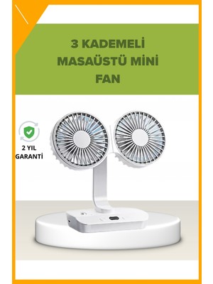 Esplendor Çift Kafalı Masaüstü ve Duvar Tipi Sessiz USB Şarjlı Fan