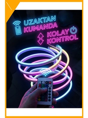 Esplendor Rgb Akıllı LED Neon Şerit Işık 3 Metre Uzaktan Kumandalı ve Telefon Kontrollü Renkli Aydınlatma