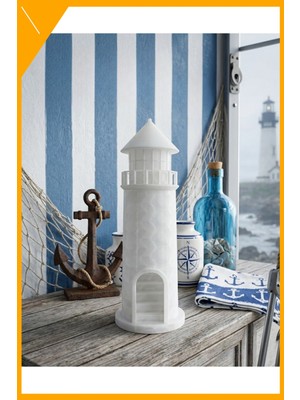 Esplendor Deniz Temalı 3D Deniz Feneri Dekoratif Obje Ev Aksesuarı