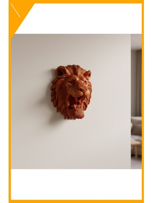 Esplendor Gold Kırmızı Aslan Duvar Dekoru Asılabilir Hediyelik 3D Heykel 20X21 cm