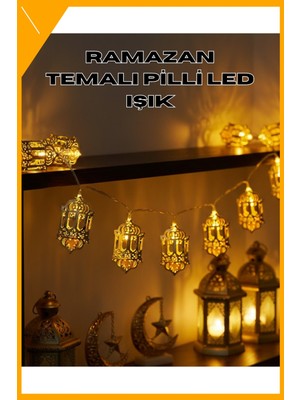 Esplendor Pilli Ramazan Işıkları Altın Renk Fener Figürlü LED Süsleme