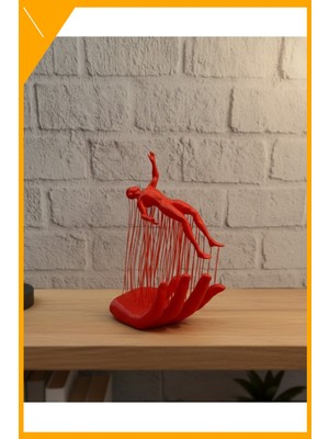 Esplendor 3D El Formlu Insan Figürü Kırmızı Soyut Tasarım Dekoratif Biblo 12X18 cm