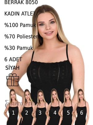 Berrak Kadın Ince Askılı Atlet 8050 Vişne Ekru Siyah Somon Beyaz Gri Tek Renk