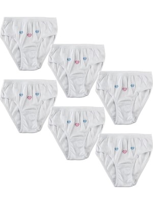 Tutku Kız Çocuk Beyaz Kuzey Underwear Ince Belli Işlemeli Bato (6'lı) 0821