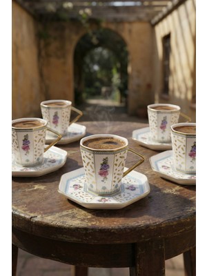 Acar Valeria 6 Kişilik Porselen Kahve Fincan Takımı - 90 ml