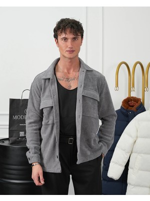 Modefendicom Yüksek Kalite Kalın Havlu Kumaş Torba Cep Detaylı Gömlek