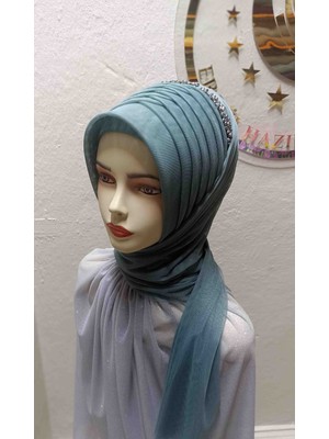 Ergül Hazır Duvak Simsiz Mint Yeşili Tekli Aksesuarlı Hazir Turban,hazır Duvak,hazır Şal,abiye Şal, Düğün,sünnet,mezuniyet