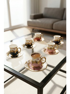 Acar Braxton 6 Kişilik Porselen Kahve Fincan Takımı - 90 ml