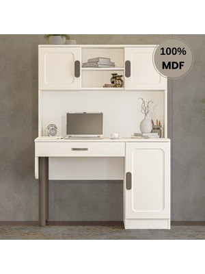 Comiet Manolya Mdf Kitaplıklı Dolaplı  Çalışma Masası