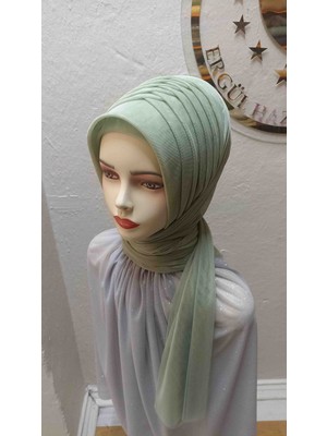 Ergül Hazır Duvak Simsiz Küf Yeşili Tekli Model Hazir Turban,hazır Duvak,hazır Şal,abiye Şal, Düğün,sünnet,mezuniyet