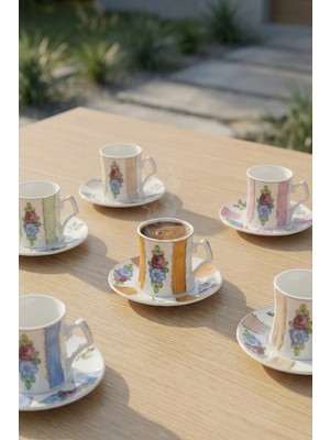 Acar Ronnie 6 Kişilik Porselen Kahve Fincan Takımı - 100 ml