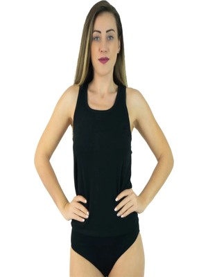 Berrak Kadın Siyah 6'lı Paket Berak Klasik Geniş Askı Atlet