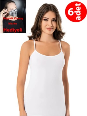 Şahinler 6 Adet Modal Ip Askılı Bayan Atlet Beyaz MB1037