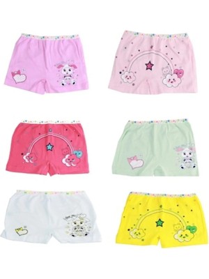 Tutku Çok Renklı Pamuklu Likralı 12'li Paket Kız Boxer( 0181)