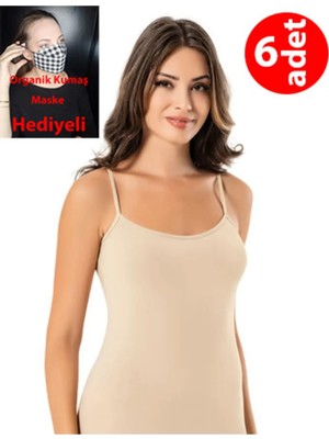 Şahinler 6 Adet Modal Ip Askılı Bayan Atlet Ten MB1037
