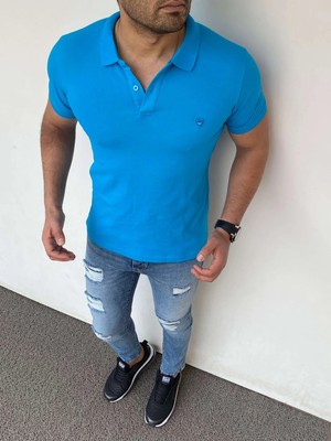Modefendicom Slim Fit Polo Yaka Pamuklu Tshırt