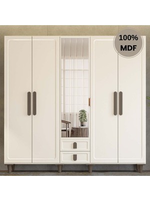 Comiet Manolya 5 Kapak Mdf Ayaklı Tasarım Gardırop