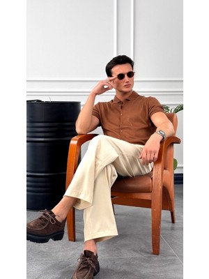 Modefendicom Slim Fit Polo Yaka Triko Pamuk Kısa Kollu Gömlek