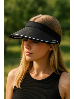 Belirtilmemiş Siyah Şeritli Geniş Siperli Spor Vizör -Melıannvoıe Activeshade