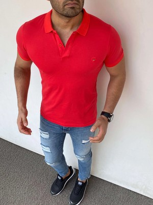 Modefendicom Slim Fit Polo Yaka Pamuklu Tshırt
