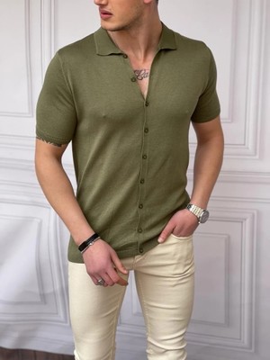 Modefendicom Slim Fit Polo Yaka Triko Pamuk Kısa Kollu Gömlek