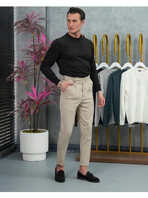 Modefendicom Slim Fit Kalıp Pamuk Likra Sade Bisiklet Yaka Triko Kazak