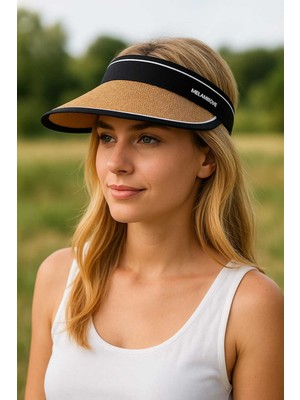 Belirtilmemiş Siyah Şeritli Geniş Siperli Spor Vizör -Melıannvoıe Activeshade
