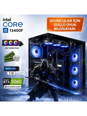 Atlantis Poseıdon X5 I5 13400F 32GB Ddr4 1tb Nvme SSD 8gb Rtx 5060 Gddr7 Sıvı Soğutmalı Hazır Oyuncu Bilgisayarı