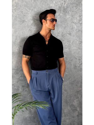 Modefendicom Slim Fit Polo Yaka Triko Pamuk Kısa Kollu Gömlek