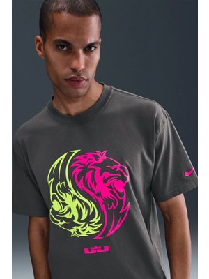 Nike Lebron Max 90 Loose Fit Mens Tee Bol Kesim Grafik Baskılı Erkek Tişört Antrasit
