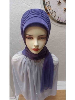 Ergül Hazır Duvak Simsiz Mor Tekli Model Hazir Turban,hazır Duvak,hazır Şal,abiye Şal, Düğün,sünnet,mezuniyet