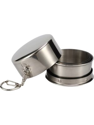 Spelt Katlanır Paslanmaz Çelik 150 ml Mini Bardak Taşınabilir Kapaklı Kamp Seyahat Outdoor Anahtarlık
