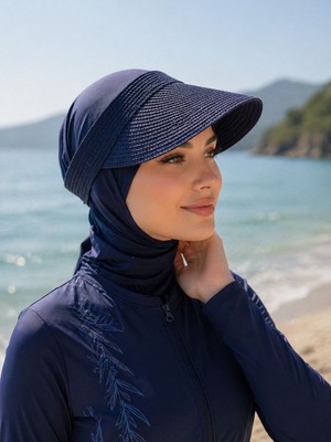 Aydın Şapkacınız Kadın Yazlık Premium Hasır Vizör Şapka Arkası Cırtlı Ayarlanabilir Uv Korumalı Tesettüre Uygun