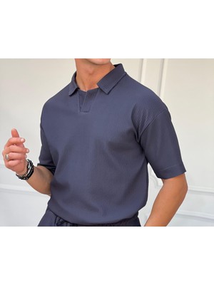 Modefendicom Fitil Desen Kesik Yaka Oversıze T-Shirt
