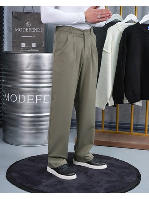 Modefendicom Baggy Kesim Pile Detaylı Kumaş Pantolon