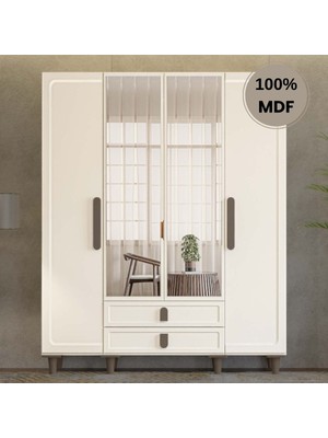 Comiet Manolya 4 Kapak Mdf Ayaklı Tasarım Gardırop
