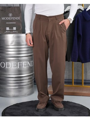 Modefendicom Baggy Kesim Pile Detaylı Kumaş Pantolon