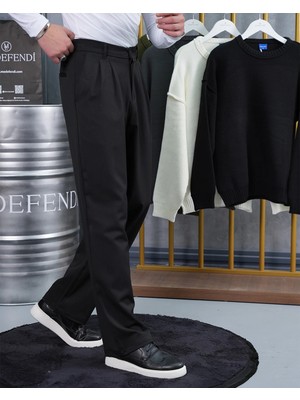 Modefendicom Baggy Kesim Pile Detaylı Kumaş Pantolon