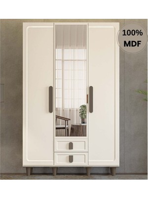 Comiet Manolya  3 Kapak Mdf Ayaklı Tasarım Gardırop