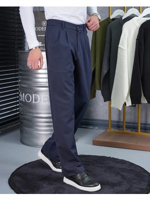 Modefendicom Baggy Kesim Pile Detaylı Kumaş Pantolon