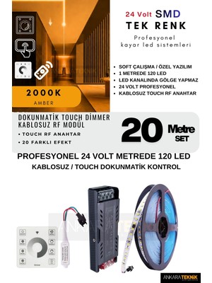 Ankara Teknik Tavan Akışkan Kayar LED Sistemi Touch Rf Kontrol Kayar LED Sistemi | 24 Volt Smd 120LED/MT.