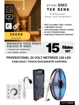 Ankara Teknik Tavan Akışkan Kayar LED Sistemi Touch Rf Kontrol Kayar LED Sistemi | 24 Volt Smd 120LED/MT.