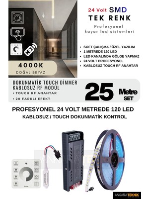 Ankara Teknik Tavan Akışkan Kayar LED Sistemi Touch Rf Kontrol Kayar LED Sistemi | 24 Volt Smd 120LED/MT.