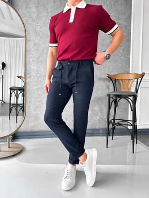 Modefendicom Ip ve Düğme Detaylı %100 Gofre Kumaş Jogger Pantolon