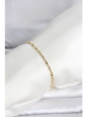 Mey Ithalat® cm 14K Gold Renk Burgu Zincirli Model Kadın Bileklik