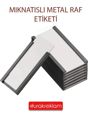DRK PRINT Mıknatıslı Raf Etiketi 15 Adet Gri 10x4 CM Esnek Magnet Etiketlik