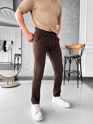 Modefendicom Ip ve Düğme Detaylı %100 Gofre Kumaş Jogger Pantolon