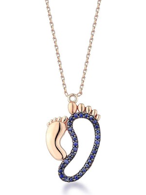 İryum Safir Bebek Ayak İzi Kolye