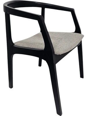 Hasağaç Iris Modern Siyah Ahşap Kolçaklı Kumaş Oturmalı Sandalye