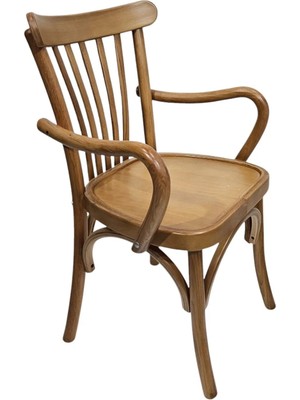 Hasağaç Gürgen Ahşap Ceviz Tonlu Thonet Tarzı Kolçaklı Modern Yemek Sandalyesi